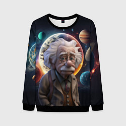 Свитшот мужской Альберт Эйнштейн и его теория, цвет: 3D-черный