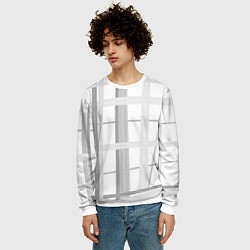 Свитшот мужской Светлая серая клетка, цвет: 3D-белый — фото 2