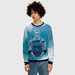 Свитшот мужской Девушка распадается на частицы, цвет: 3D-черный — фото 2