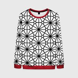 Свитшот мужской Абстрактный чёрно-белый треугольно-круглый паттерн, цвет: 3D-красный