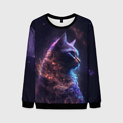 Свитшот мужской Кошка в космосе туманность, цвет: 3D-черный