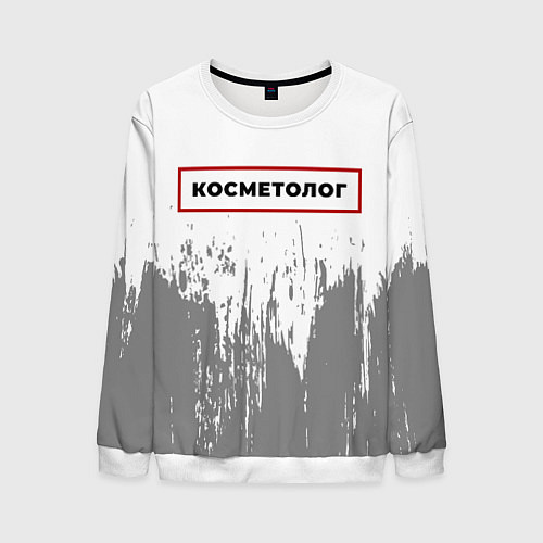 Мужской свитшот Косметолог в рамке красного цвета / 3D-Белый – фото 1