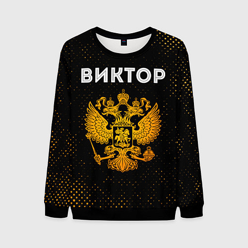 Мужской свитшот Виктор и зологой герб РФ / 3D-Черный – фото 1