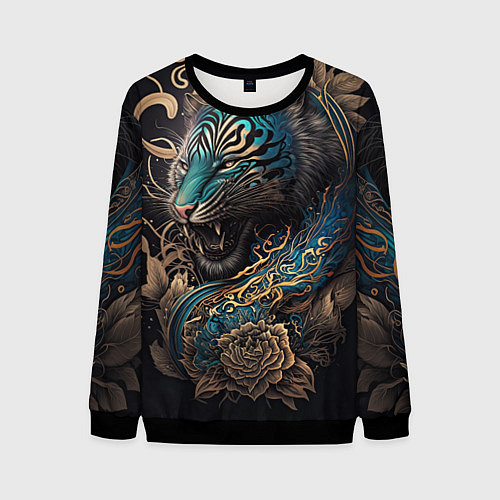 Мужской свитшот Тигр Irezumi / 3D-Черный – фото 1