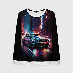 Мужской свитшот Форд мустанг в ночи тройная скорость
