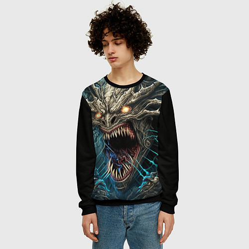 Мужской свитшот Кричащий демон / 3D-Черный – фото 3