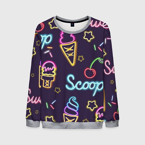 Мужской свитшот Неоновые надписи sweet scoop / 3D-Меланж – фото 1