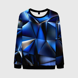 Свитшот мужской Polygon blue abstract, цвет: 3D-черный