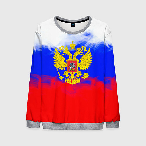 Мужской свитшот Russia флаг герб / 3D-Меланж – фото 1
