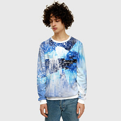 Свитшот мужской Ледяной и пиксельный паттерн, цвет: 3D-белый — фото 2
