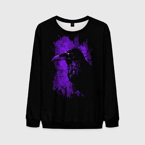 Мужской свитшот Dark purple raven / 3D-Черный – фото 1