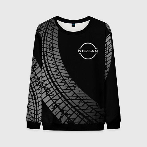 Мужской свитшот Nissan tire tracks / 3D-Черный – фото 1