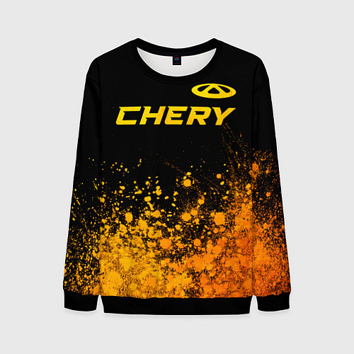 Мужской свитшот Chery - gold gradient: символ сверху / 3D-Черный – фото 1