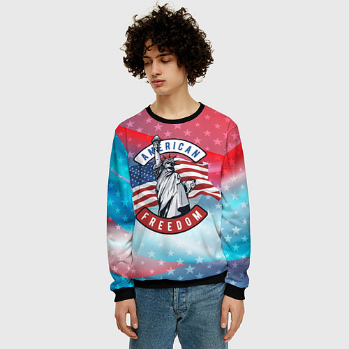 Мужской свитшот American freedom / 3D-Черный – фото 3