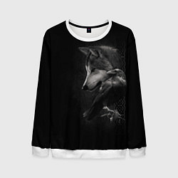 Свитшот мужской Волк и ворон, цвет: 3D-белый