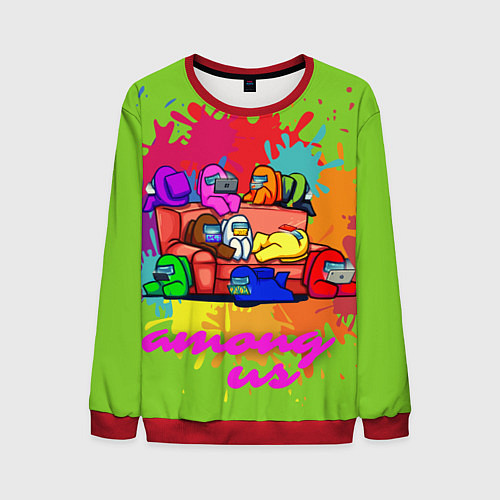 Мужской свитшот Among us splash meeting / 3D-Красный – фото 1