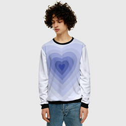 Свитшот мужской Голубое сердце градиент, цвет: 3D-черный — фото 2