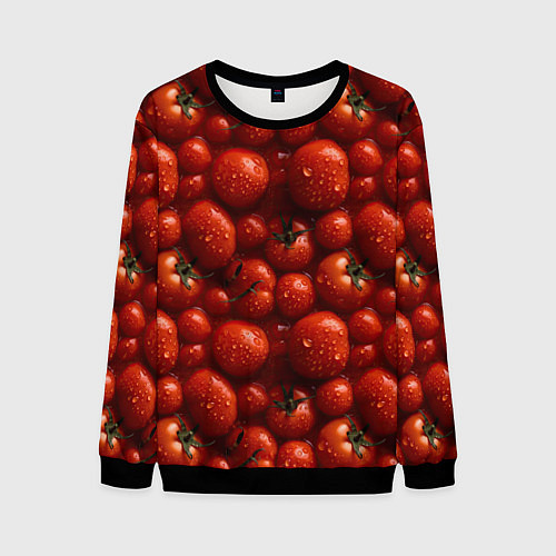 Мужской свитшот Сочная текстура из томатов / 3D-Черный – фото 1