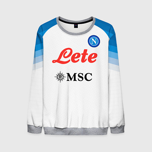 Мужской свитшот Хвича Кварацхелия Наполи форма гостевая / 3D-Меланж – фото 1