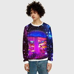 Свитшот мужской Звезды и неоновые светящиеся грибы, цвет: 3D-белый — фото 2