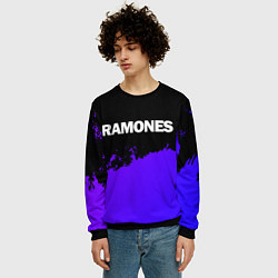 Свитшот мужской Ramones purple grunge, цвет: 3D-черный — фото 2