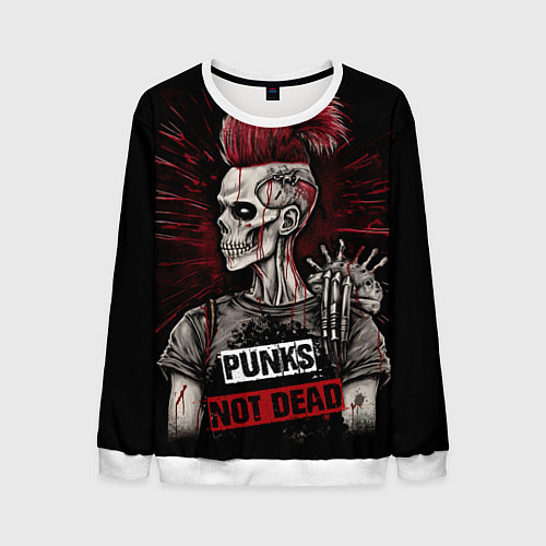 Мужской свитшот Punks not dead / 3D-Белый – фото 1