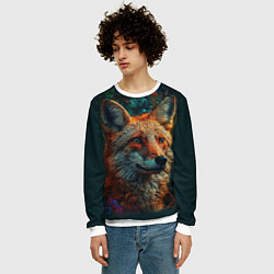 Свитшот мужской Лис в цветах, цвет: 3D-белый — фото 2