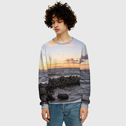 Свитшот мужской Закат солнца на Финском заливе, цвет: 3D-меланж — фото 2