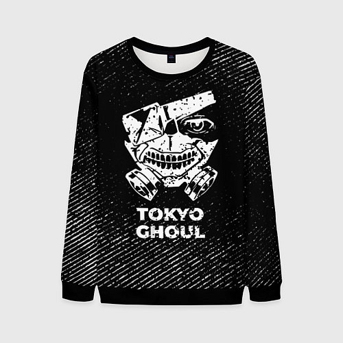 Мужской свитшот Tokyo Ghoul с потертостями на темном фоне / 3D-Черный – фото 1