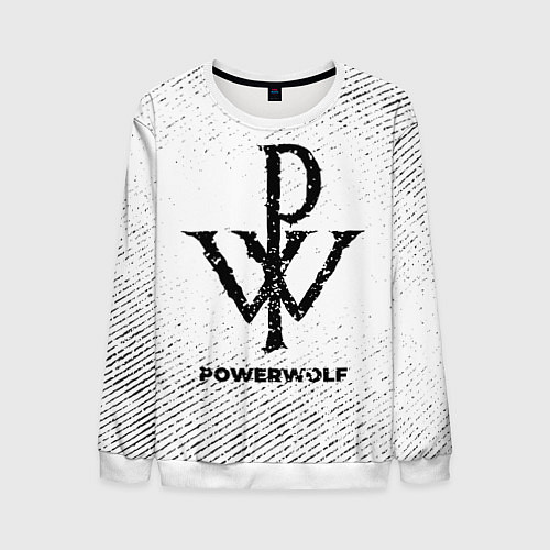 Мужской свитшот Powerwolf с потертостями на светлом фоне / 3D-Белый – фото 1