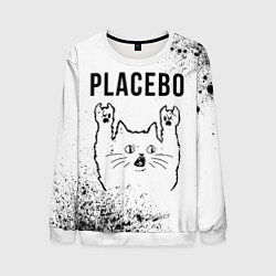 Мужской свитшот Placebo рок кот на светлом фоне