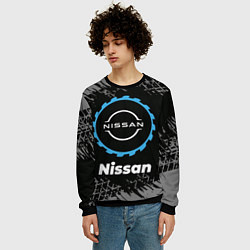 Свитшот мужской Nissan в стиле Top Gear со следами шин на фоне, цвет: 3D-черный — фото 2