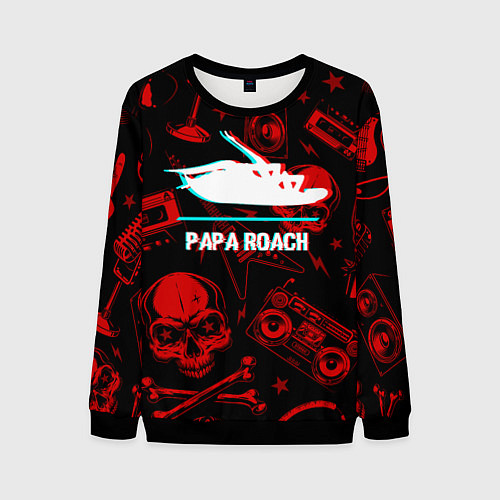 Мужской свитшот Papa Roach rock glitch / 3D-Черный – фото 1