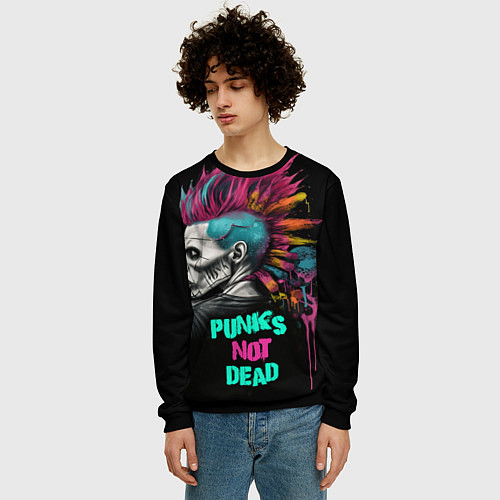 Мужской свитшот Punks not dear / 3D-Черный – фото 3