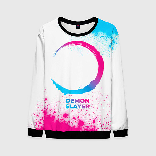 Мужской свитшот Demon Slayer neon gradient style / 3D-Черный – фото 1