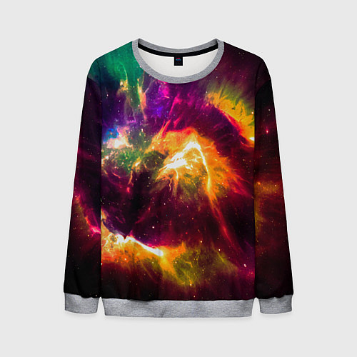 Мужской свитшот Небула в космосе разноцветная - нейронная сеть / 3D-Меланж – фото 1
