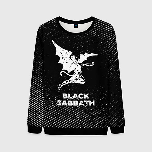 Мужской свитшот Black Sabbath с потертостями на темном фоне / 3D-Черный – фото 1