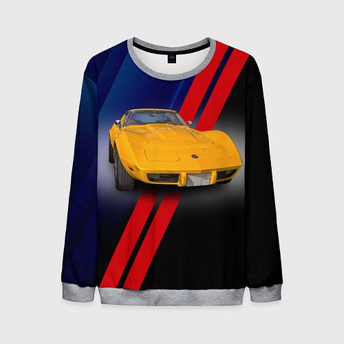Мужской свитшот Классический спорткар Chevrolet Corvette Stingray / 3D-Меланж – фото 1