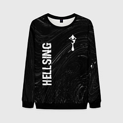 Свитшот мужской Hellsing glitch на темном фоне: надпись, символ, цвет: 3D-черный