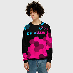 Свитшот мужской Lexus - neon gradient: символ сверху, цвет: 3D-черный — фото 2