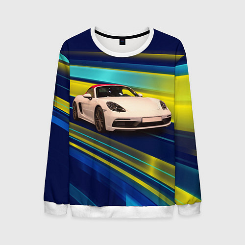 Мужской свитшот Спортивная немецкая машина Porsche 911 / 3D-Белый – фото 1