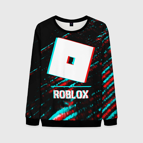 Мужской свитшот Roblox в стиле glitch и баги графики на темном фон / 3D-Черный – фото 1