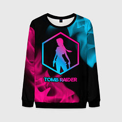 Свитшот мужской Tomb Raider - neon gradient, цвет: 3D-черный