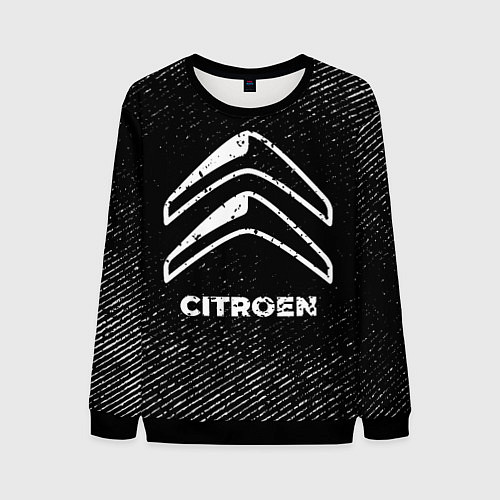 Мужской свитшот Citroen с потертостями на темном фоне / 3D-Черный – фото 1