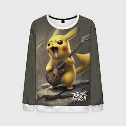 Свитшот мужской Pikachu rock, цвет: 3D-белый
