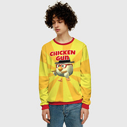 Свитшот мужской Chicken Gun с пистолетами, цвет: 3D-красный — фото 2