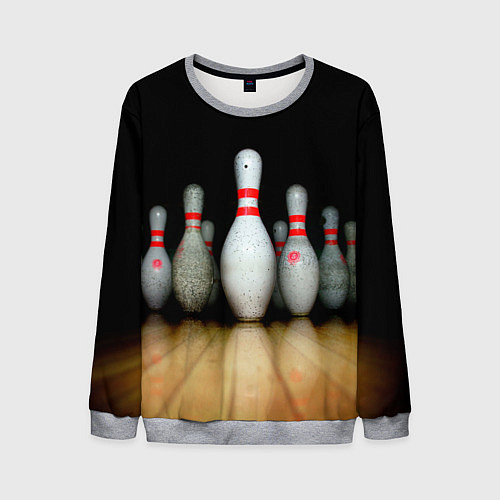 Мужской свитшот Боулинг - кегли на дорожке / 3D-Меланж – фото 1