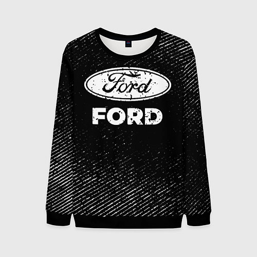 Мужской свитшот Ford с потертостями на темном фоне / 3D-Черный – фото 1