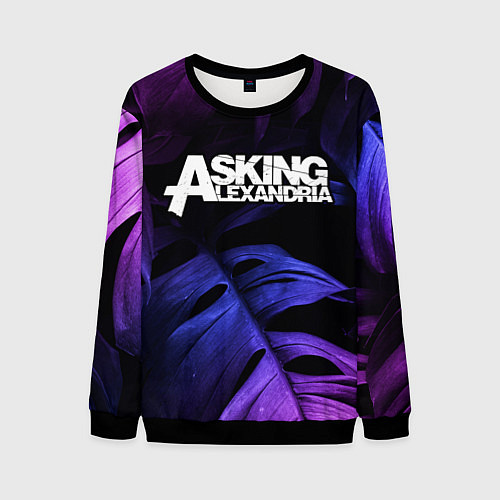 Мужской свитшот Asking Alexandria neon monstera / 3D-Черный – фото 1