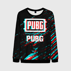 Свитшот мужской PUBG в стиле glitch и баги графики на темном фоне, цвет: 3D-черный